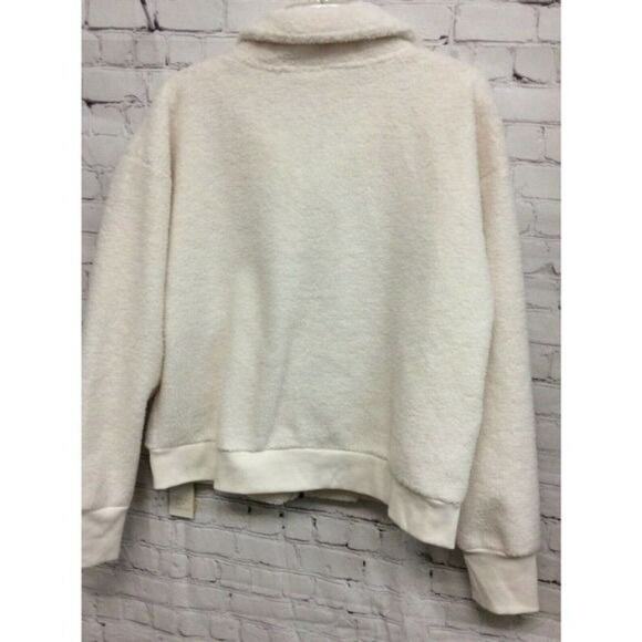 All In Motion Womens Sherpa Fleece Jacket Cream Mock Neck Zip Up Pockets XXL New - Picture 4 of 5